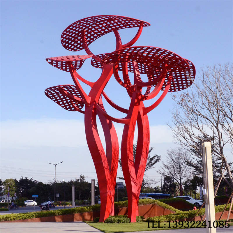 广场公园大型不锈钢景观发光树雕塑定制价格