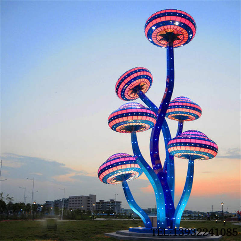 城市不锈钢大型景观发光树雕塑厂家定制