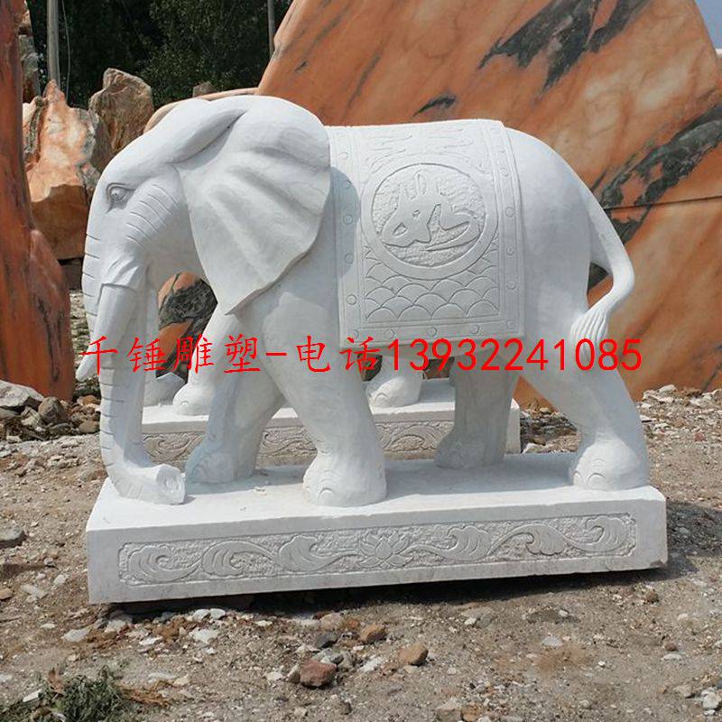 曲阳石雕白石大象供应商家