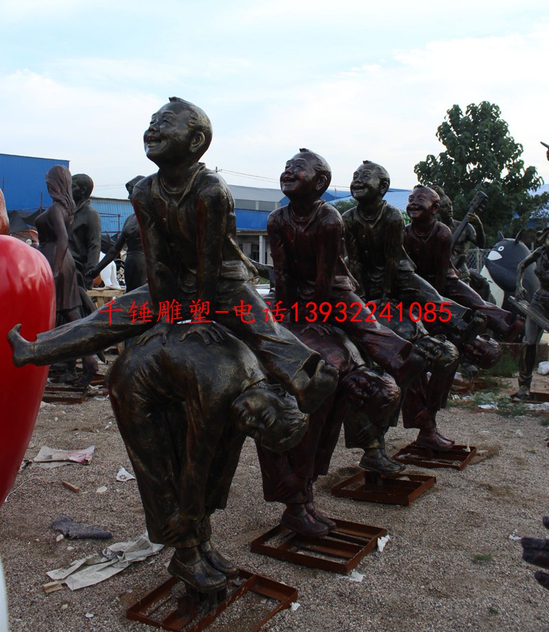 学校小孩铜像,铸铜人物塑像制作工艺厂