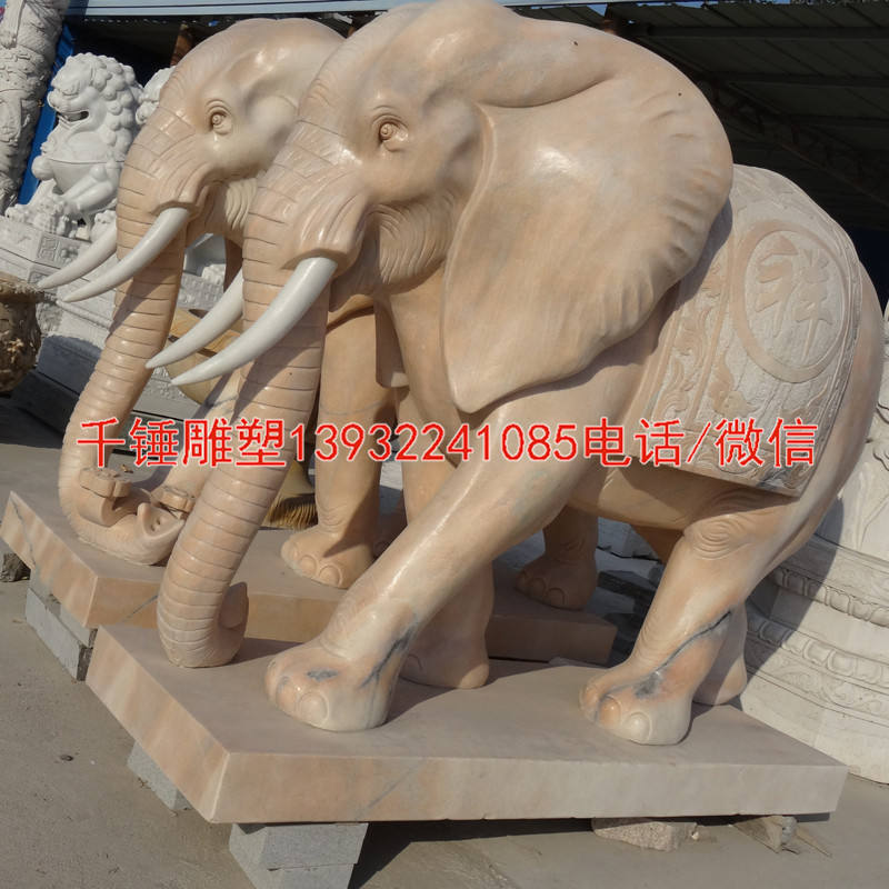曲阳石雕大象厂家，大理石动物雕刻