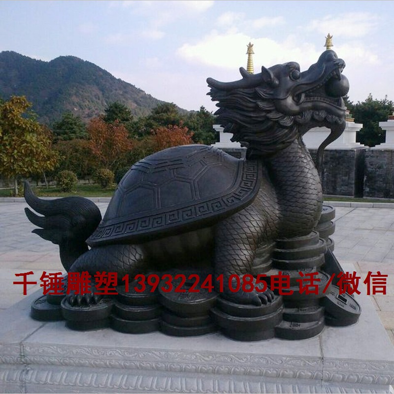 青石石雕龙龟雕刻龟鳌厂家，广场雕塑摆件