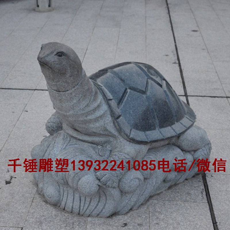 大理石石材乌龟海龟雕塑，天然黑石石头龟龙头龟鳌