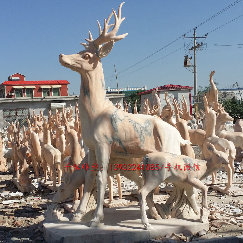 石雕小品摆件加工定制做鹿长颈鹿麋鹿梅花鹿动物雕塑厂家直销