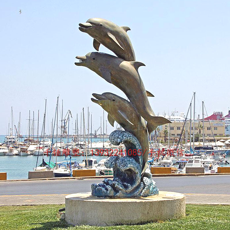 厂家直销加工定制做海洋动物海豚雕塑小品