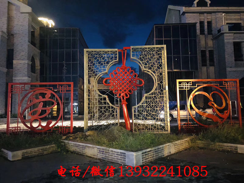 不锈钢党建雕塑城市广场灯笼中国结园林景观传统文化红色主题摆件