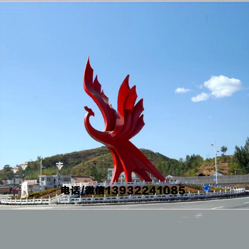 大型不锈钢红色抽象火凤凰雕塑凤凰城城市广场园林景观金属摆件